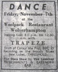 Poster for Trapeze at The Woolpack Restaurant